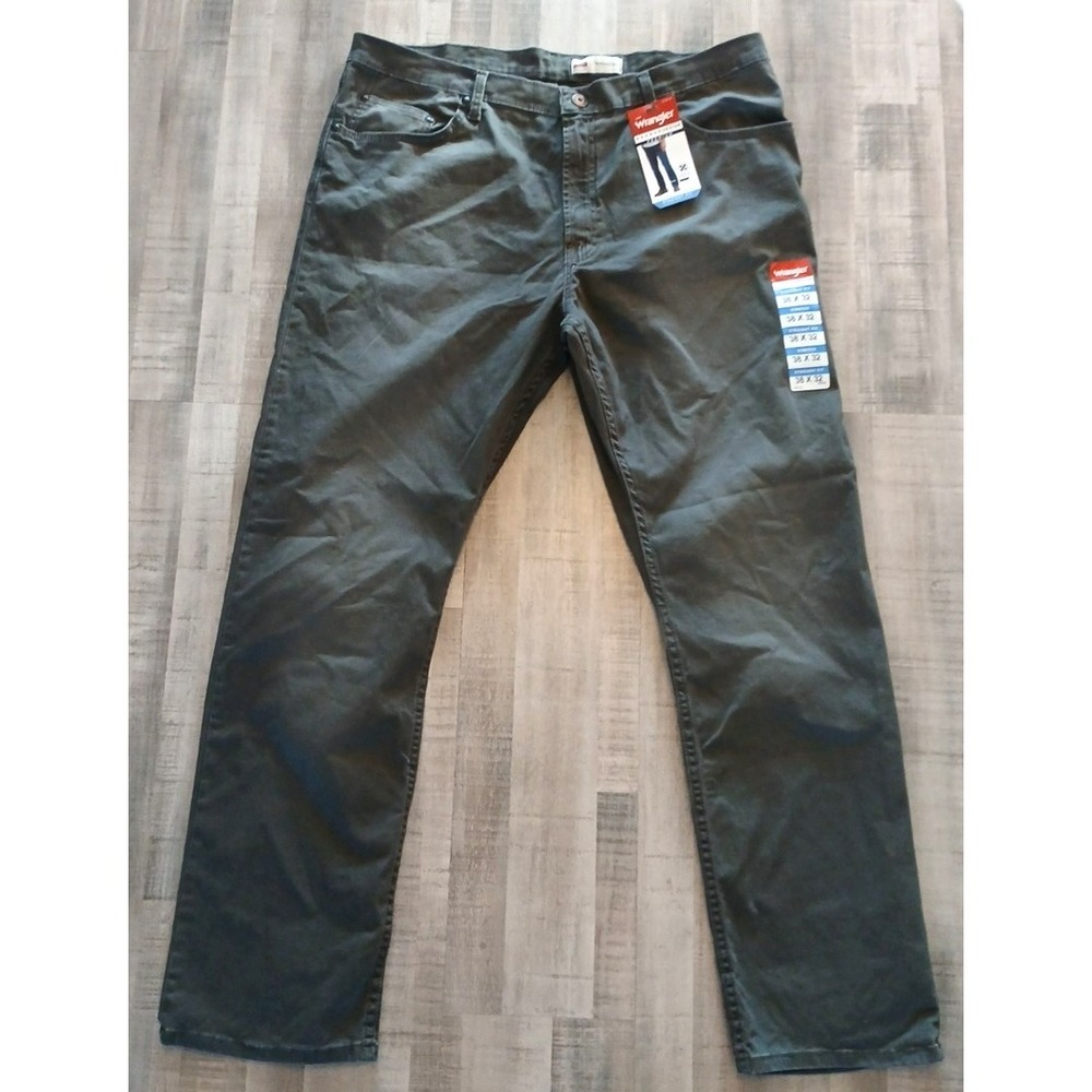 Wrangler Five Star Men's Straight Fit 5 Pocket Pants Size 38 X 32 Gray Stretch